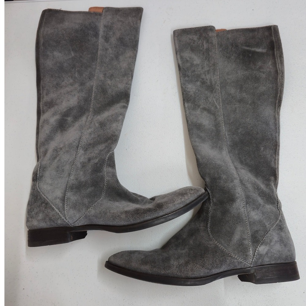 J.Crew Women's Grey Suede Tall Knee High Boots Leather Lined Size 8